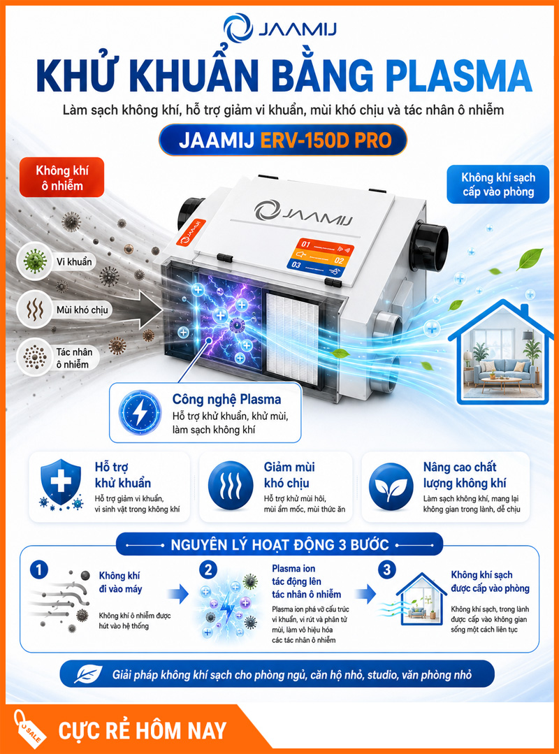 Máy Cấp Khí Tươi 2 Chiều JaamiJ ERV-150D Pro