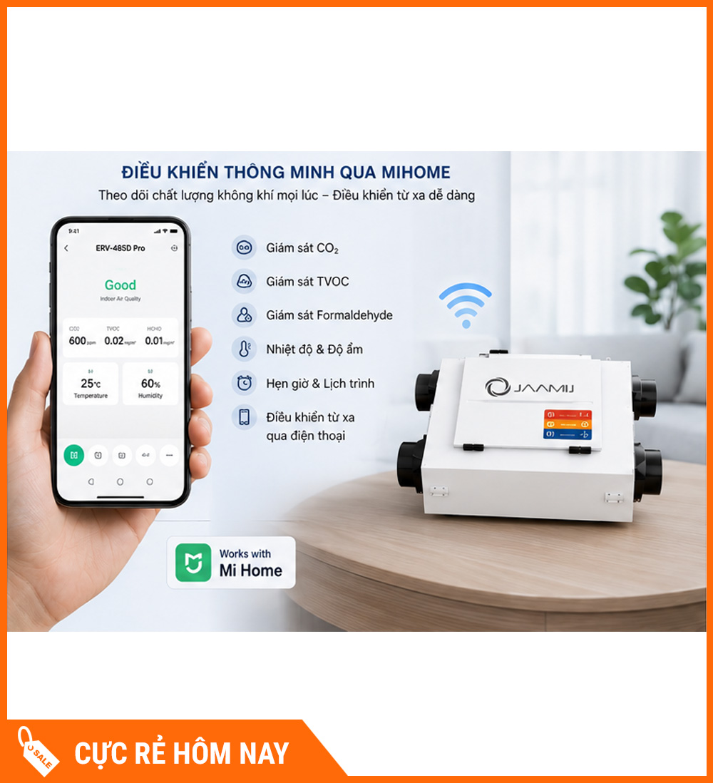 Máy Cấp Khí Tươi 2 Chiều JaamiJ ERV-250D Pro