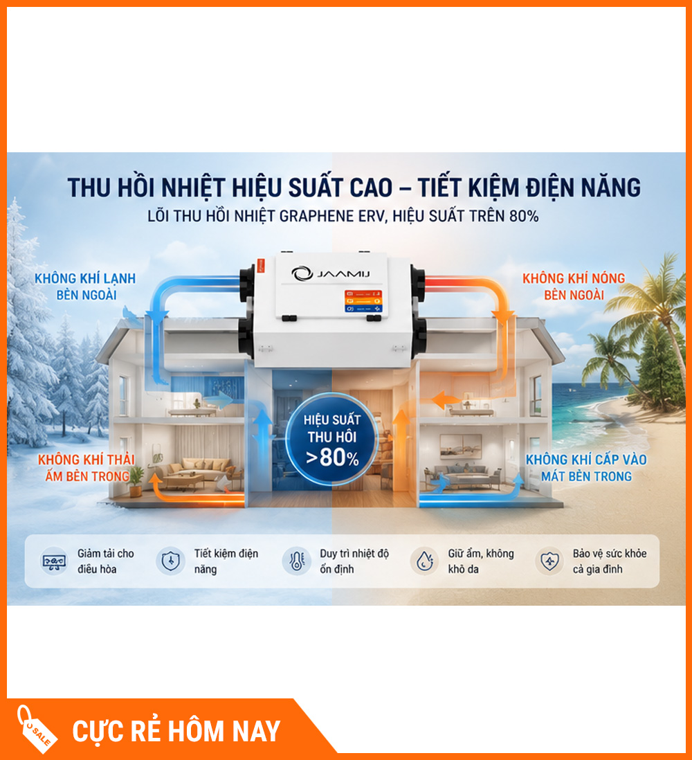 Máy Cấp Khí Tươi 2 Chiều JaamiJ ERV-380D Pro