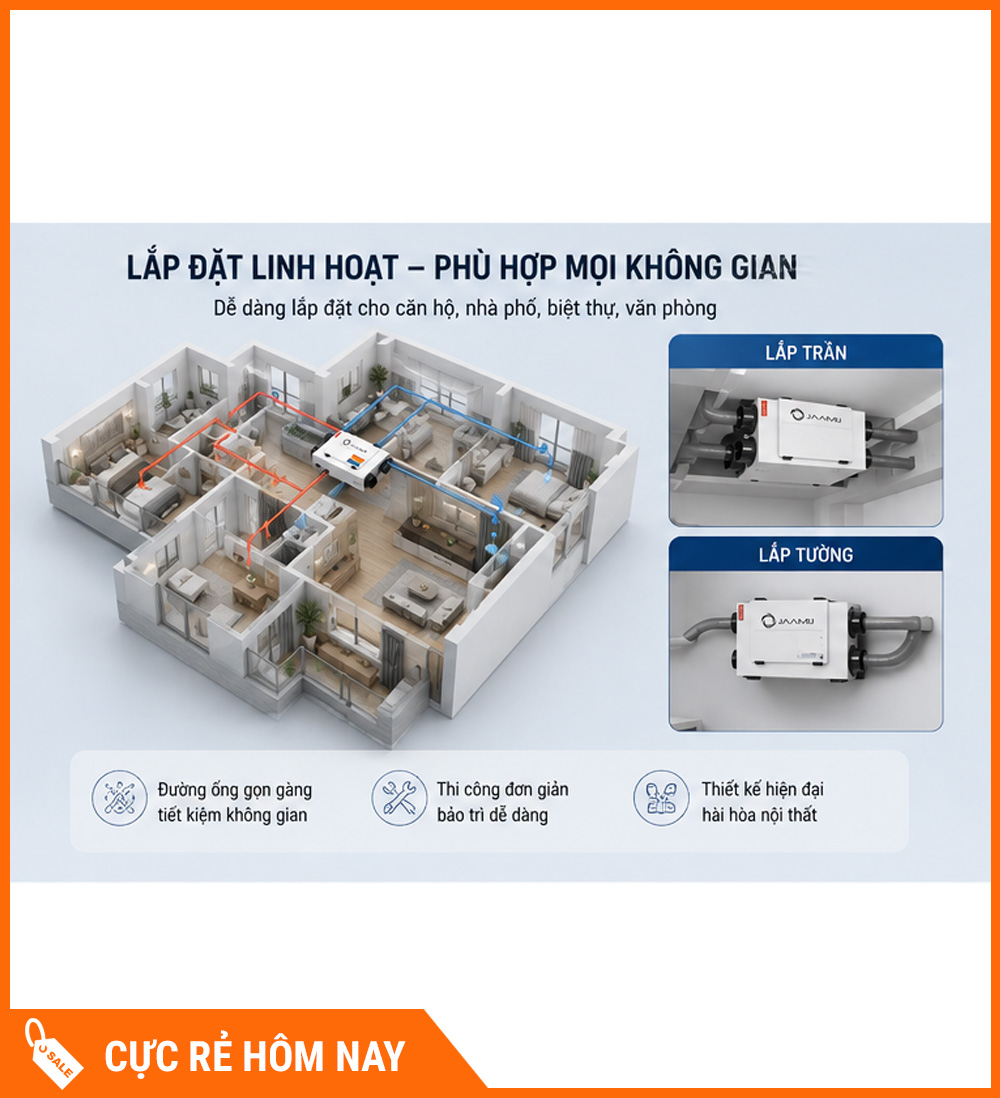 Máy Cấp Khí Tươi 2 Chiều JaamiJ ERV-380D Pro