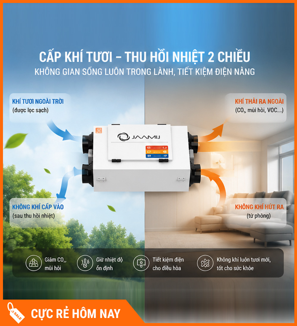 Máy Cấp Khí Tươi 2 Chiều JaamiJ ERV-380D Pro