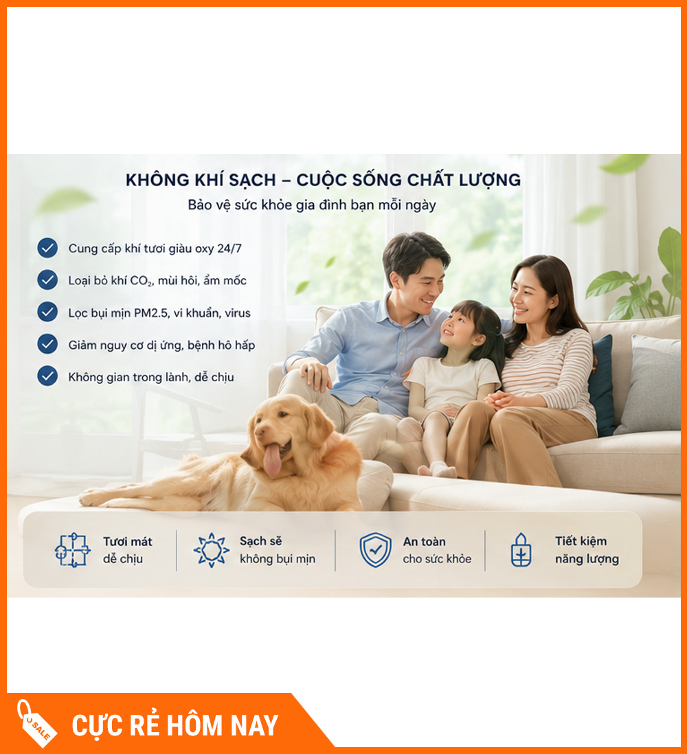 Máy Cấp Khí Tươi 2 Chiều JaamiJ ERV-485D Pro