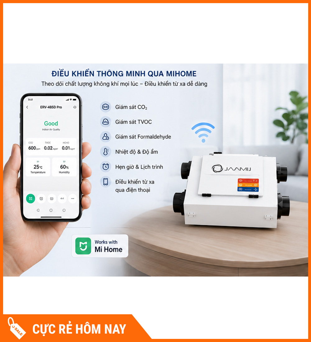 Máy Cấp Khí Tươi 2 Chiều JaamiJ ERV-485D Pro