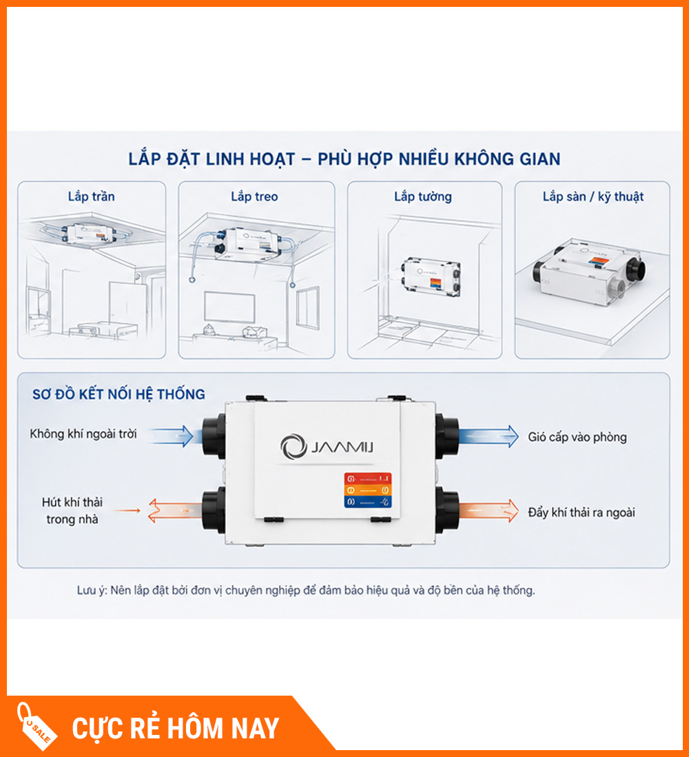Máy Cấp Khí Tươi 2 Chiều JaamiJ ERV-485D Pro
