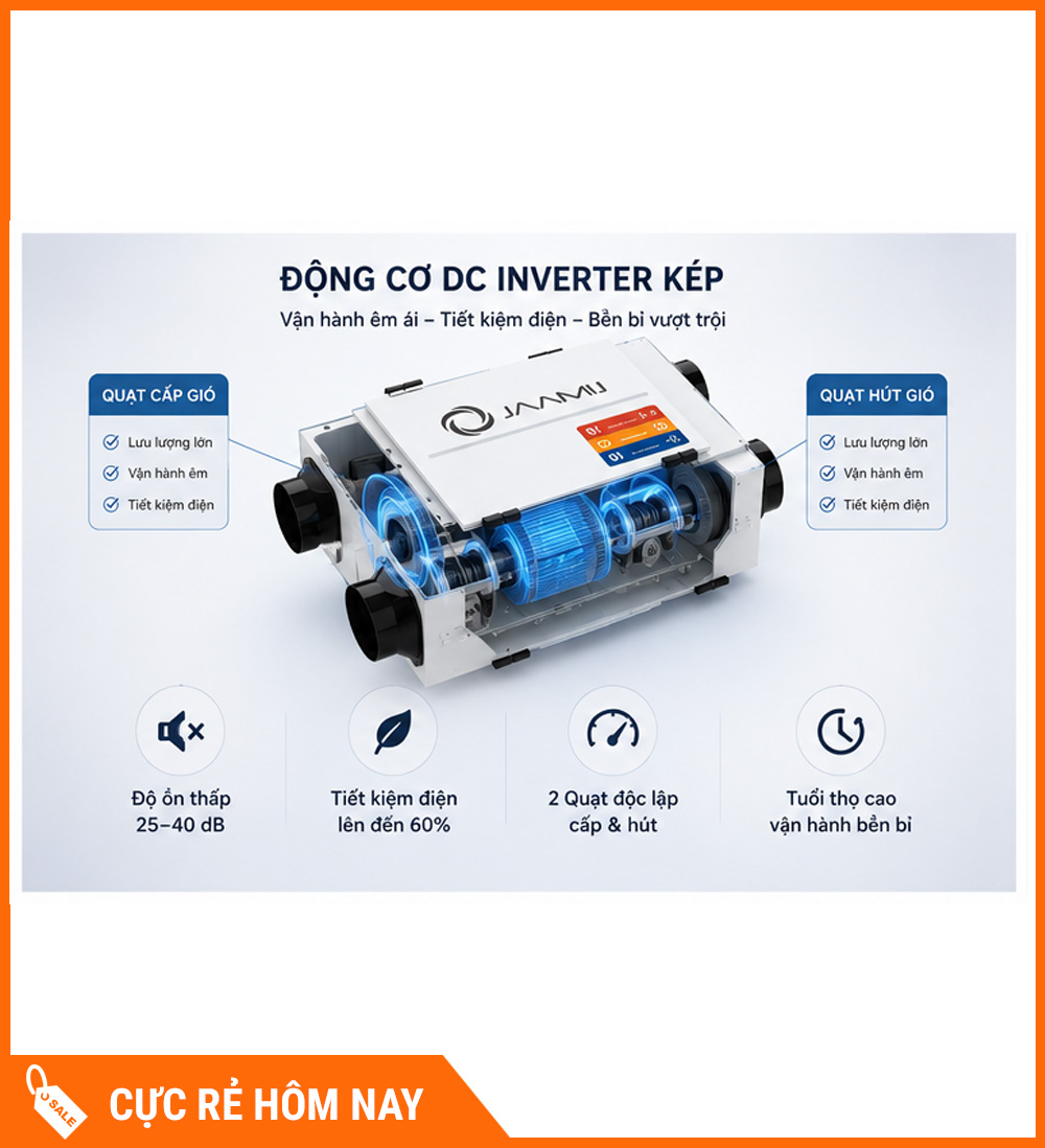 Máy Cấp Khí Tươi 2 Chiều JaamiJ ERV-485D Pro