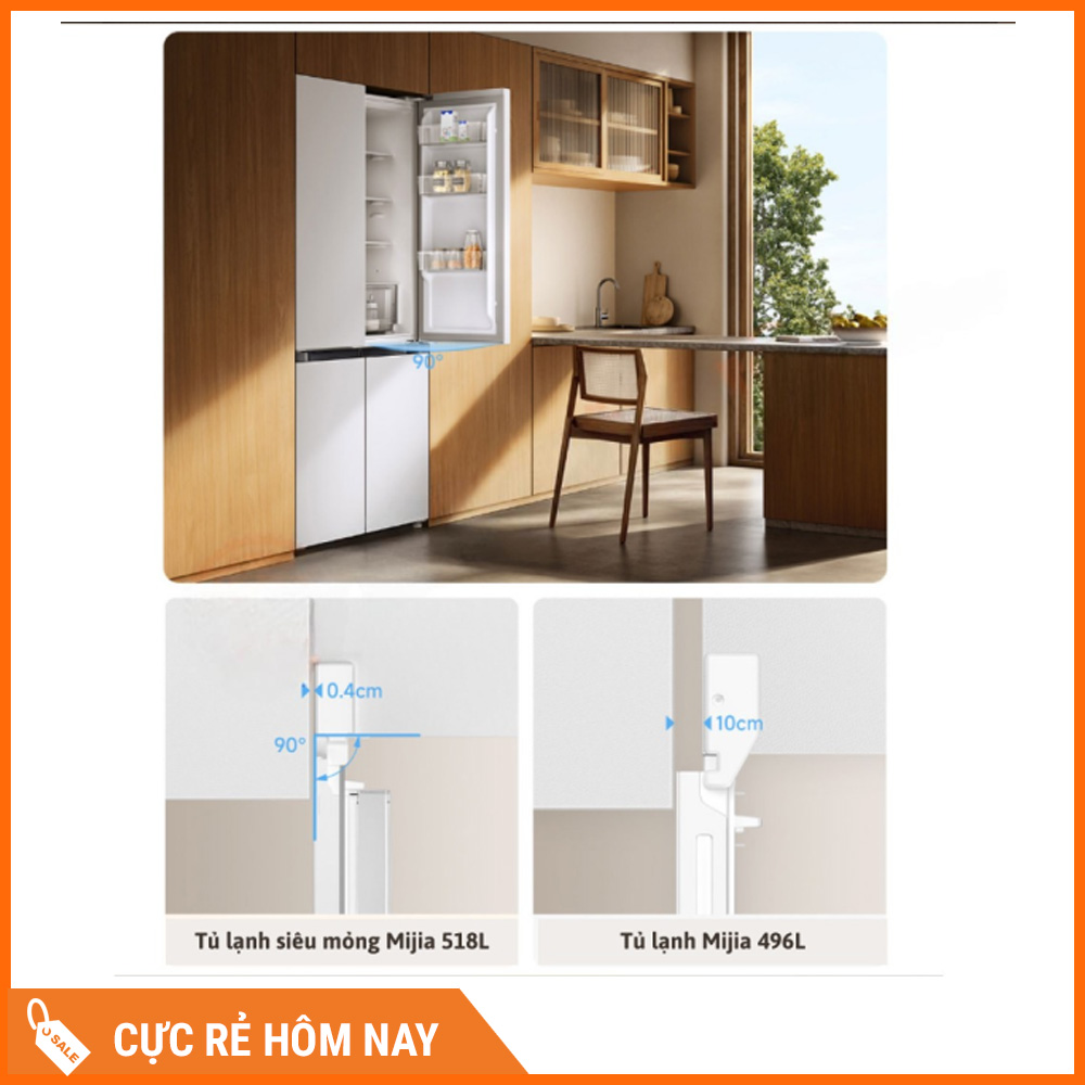 Tủ lạnh Xiaomi Mijia 518L, 4 cánh, thiết kế âm tường